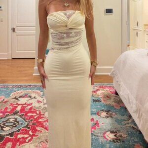 Peppermayo Women's Yellow and Cream Dress